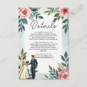Carte D'accompagnement Jeune Mariée Romantique Et Jeune Mari Aquarelle Fl (Devant)