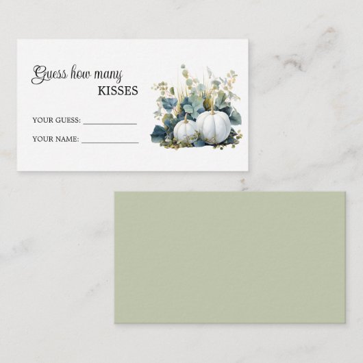 Carte D'accompagnement Jeux de Baby Shower : Citrouilles Blanches Combien (Devant / Derrière)