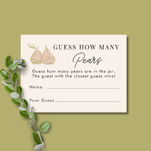 Carte D'accompagnement Jeux de Baby Shower Devinez Combien de Poires Rose