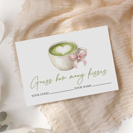 Carte D'accompagnement Jeux de mariage Matcha Latte Combien de baisers