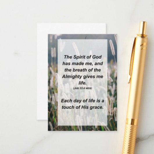 Carte D'accompagnement Job 33:4 L'Esprit de Dieu m'a fait, (Devant/Arrière en situation)