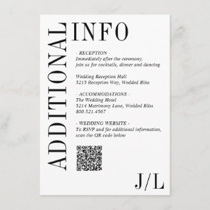 Carte D'accompagnement Jocelyn Mariage moderne noir et blanc