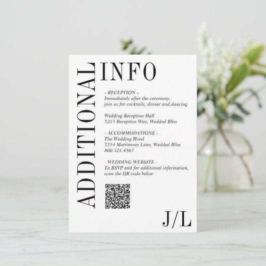 Carte D'accompagnement Jocelyn Mariage moderne noir et blanc (Debout devant)