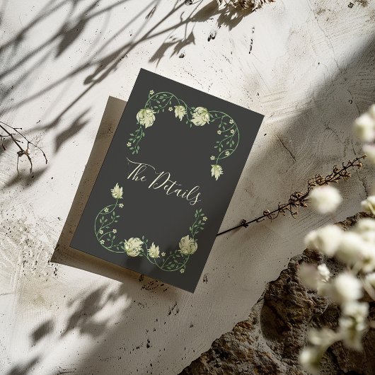 Carte D'accompagnement Joli Art nouveau fleurs blanches Les détails