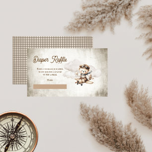 Carte D'accompagnement Joli avion Teddy Bear Diaper Raffin