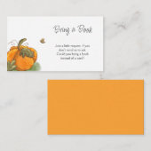 Carte D'accompagnement Joli Baby shower Citrouille Apportez un livre (Devant / Derrière)