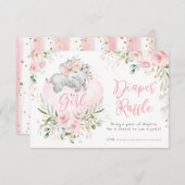 Carte D'accompagnement Joli bébé Eléphant Blush Roses Déchets Raffle (Devant / Derrière)