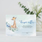 Carte D'accompagnement Joli bébé girafe fleurs bleues eucalyptus (Debout devant)