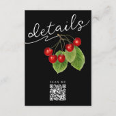 Carte D'accompagnement Joli Black Red Cherries QR Code Détails du Mariage (Devant)