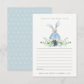 Carte D'accompagnement Joli Bleu Lapin Foliage Conseiller pour le Baby sh (Devant / Derrière)