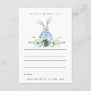 Carte D'accompagnement Joli Bleu Lapin Foliage Conseiller pour le Baby sh