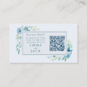 Carte D'accompagnement Joli Blue Floral Wedding RSVP QR Code (Devant)
