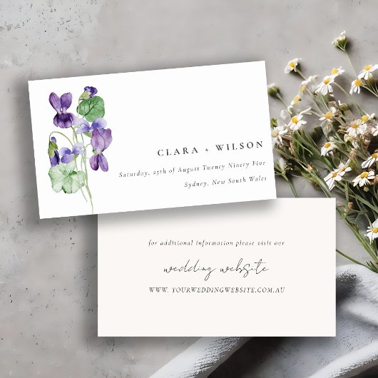 Carte D'accompagnement Joli Chic Violet Floral Bunal Site Mariage