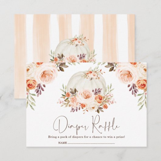 Carte D'accompagnement Joli Chute Fleur Citrouille Bébé Déchets Raffle (Devant / Derrière)