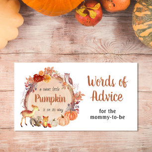 Carte D'accompagnement Joli Citrouille Woodland Parole De Conseil Baby sh