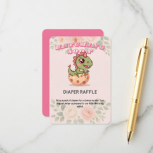 Carte D'accompagnement Joli Dino Rose Qui Éclos Bientôt