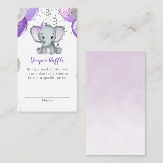 Carte D'accompagnement Joli Eléphant Fille Ballons Bébé Déchets Raffle (Devant / Derrière)