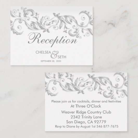 Carte D'accompagnement Joli Flore Blanche - Réception (Devant / Derrière)