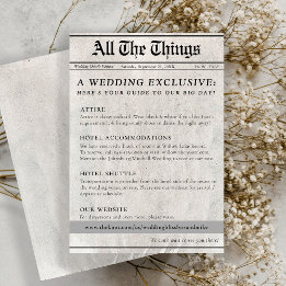 Carte D'accompagnement Joli journal Mariage Détails du jour de mariage Ca