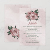 Carte D'accompagnement joli mariage botanique de fleurs roses (Devant / Derrière)