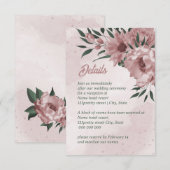 Carte D'accompagnement joli mariage botanique de fleurs roses (Devant / Derrière)