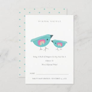 Carte D'accompagnement Joli Rainbow Blue Birdy Diaper Baby shower de raff