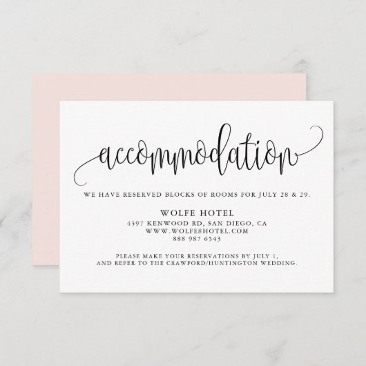 Carte D'accompagnement Joli script de calligraphie noir Logements (Devant / Derrière)