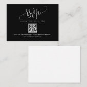 Carte D'accompagnement Joli script de calligraphie noir QR Code RSVP (Devant / Derrière)
