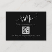 Carte D'accompagnement Joli script de calligraphie noir QR Code RSVP (Devant)