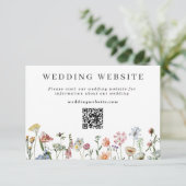 Carte D'accompagnement Joli site Mariage Fleur sauvage QR Code (Debout devant)