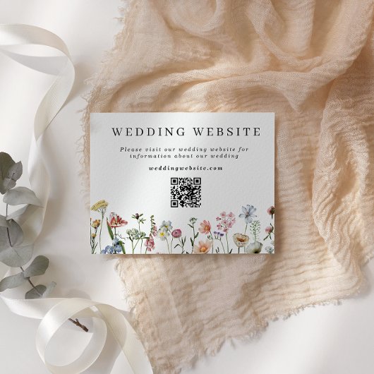Carte D'accompagnement Joli site Mariage Fleur sauvage QR Code
