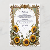 Carte D'accompagnement Joli tournesol jaune avec cadre d'art mariage (Devant)