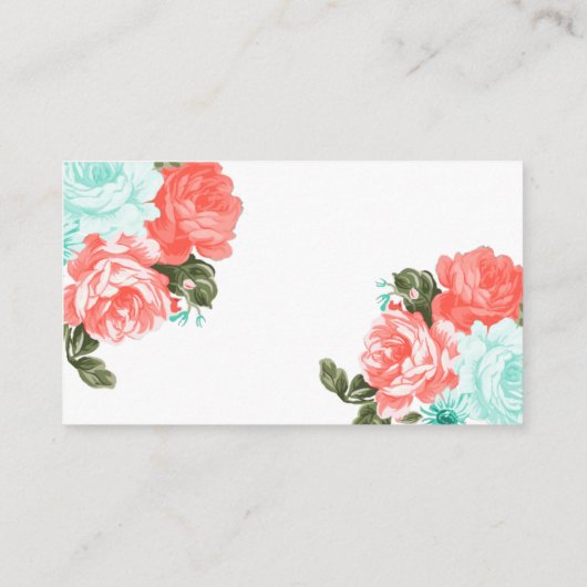 Carte D'accompagnement Joli Turquoise, Coral Mariage Flower- Mariage site (Dos)