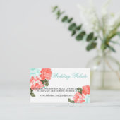 Carte D'accompagnement Joli Turquoise, Coral Mariage Flower- Mariage site (Debout devant)