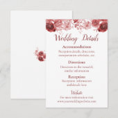 Carte D'accompagnement Jolie Bourgogne Aquarelle Beauté Mariage (Devant / Derrière)