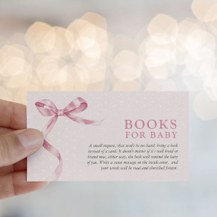 Carte D'accompagnement Jolie demande de livre avec un nœud rose pour Baby