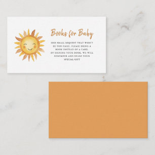 Carte D'accompagnement Jolie demande de livre pour Baby Shower Bohème Sol
