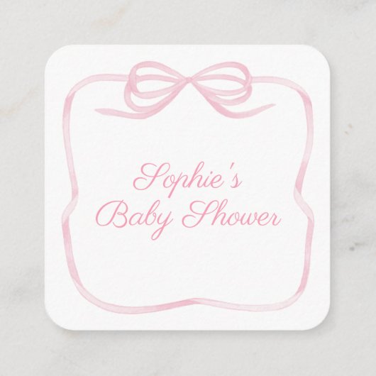 Carte D'accompagnement Jolie douche à bec rose QR Code RSVP (Dos)