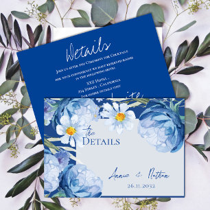 Carte D'accompagnement Jolie Fleurs Bleues Mariage tendance Détails