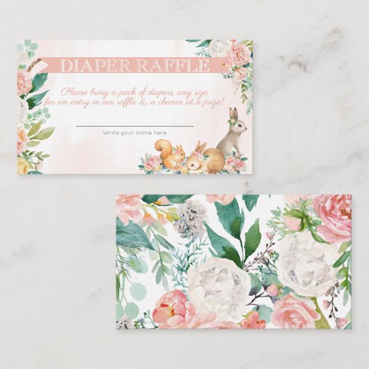 Carte D'accompagnement Jolie forêt Bois Animaux Plongeur Raffle (Devant / Derrière)