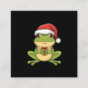 Carte D'accompagnement Jolie grenouille de Noël avec un chapeau de Père N