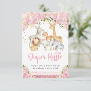 Carte D'accompagnement Jolie Jungle Safari Blush Floral Diaper Raffle