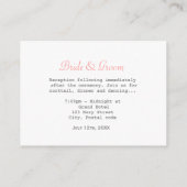 Carte D'accompagnement jolie orchidée rose fleurs rose mariage réception (Dos)