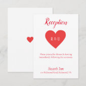Carte D'accompagnement Jolie Réception De Coeur Rouge (Devant / Derrière)