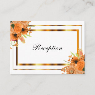 Carte D'accompagnement Jolies fleurs orange sur blanc