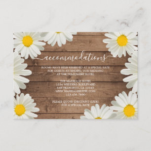 Carte D'accompagnement Jolies marguerites Rustic Wood Information Mariage