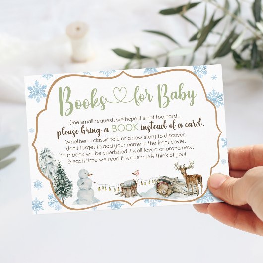 Carte D'accompagnement Jolis Animaux de la Forêt Hivernale et Flocons de 