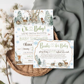 Carte D'accompagnement Jolis Animaux de la Forêt Hivernale et Flocons de 