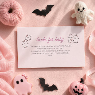 Carte D'accompagnement Jolis livres d'Halloween rose aquarelle pour bébé