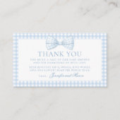 Carte D'accompagnement Jote cravate bleue en vichy baby shower merci (Devant)